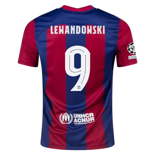 Nike Barcelona Robert Lewandowski Home Jersey 23/24 w/ Champions Leagu ...