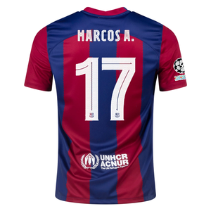 Nike Barcelona Marcos Alonso Home Jersey 23/24 w/ Champions League Patches (Noble Red/Loyal Blue)