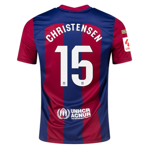 Nike Barcelona Andreas Christensen Home Jersey 23/24 w/ La Liga Champions Patches (Noble Red/Loyal Blue)
