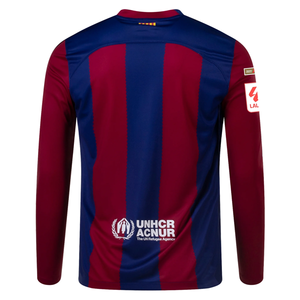 Nike Barcelona Home Long Sleeve Jersey 23/24 w/ La Liga Champions Patches (Deep Royal/Noble Red)