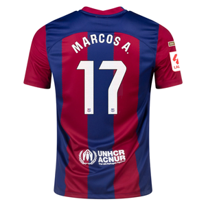 Nike Barcelona Marcos Alonso Home Jersey 23/24 w/ La Liga Champions Patches (Noble Red/Loyal Blue)