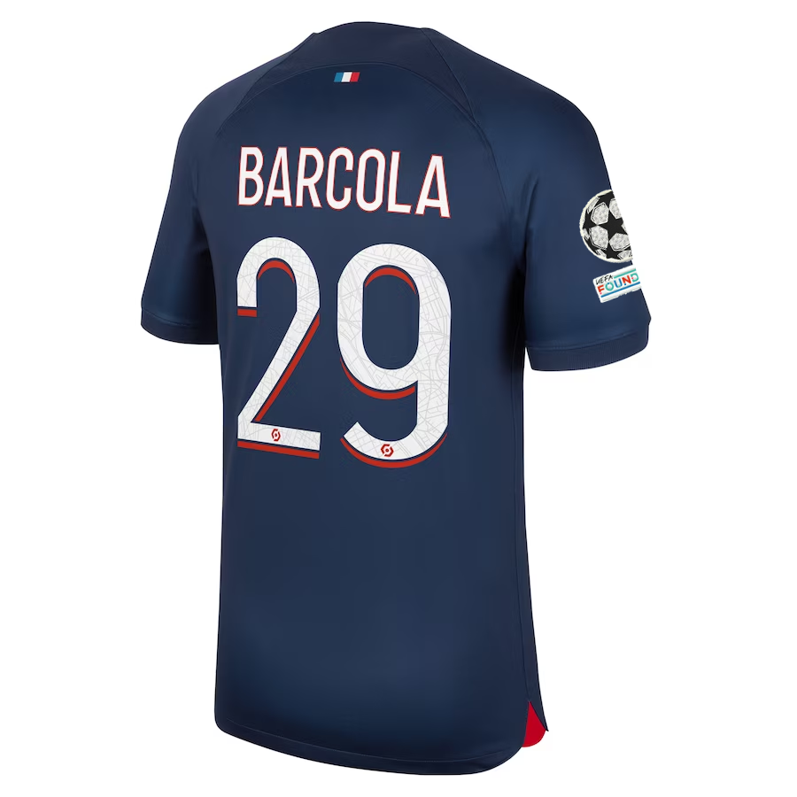Nike Paris Saint-Germain Bradley Barcola Home Jersey w/ Champions