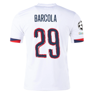 Nike Paris Saint-Germain Bradley Barcola Away Jersey w/ Champions League Patches 24/25 (White/Midnight Navy)