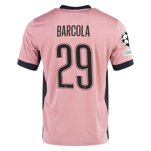 Nike Paris Saint-Germain Bradley Barcola Third Jersey w/ Champions League Patches 24/25 (Rust Pink/Black)