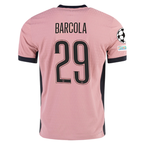 Nike Paris Saint-Germain Authentic Bradley Barcola Third Jersey w/ Champions League Patches 24/25 (Rust Pink/Black)