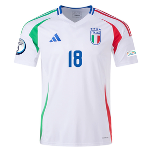 adidas Italy Nicolò Barella Away Jersey w/ Euro 2024 Patches 24/25 (Blue)