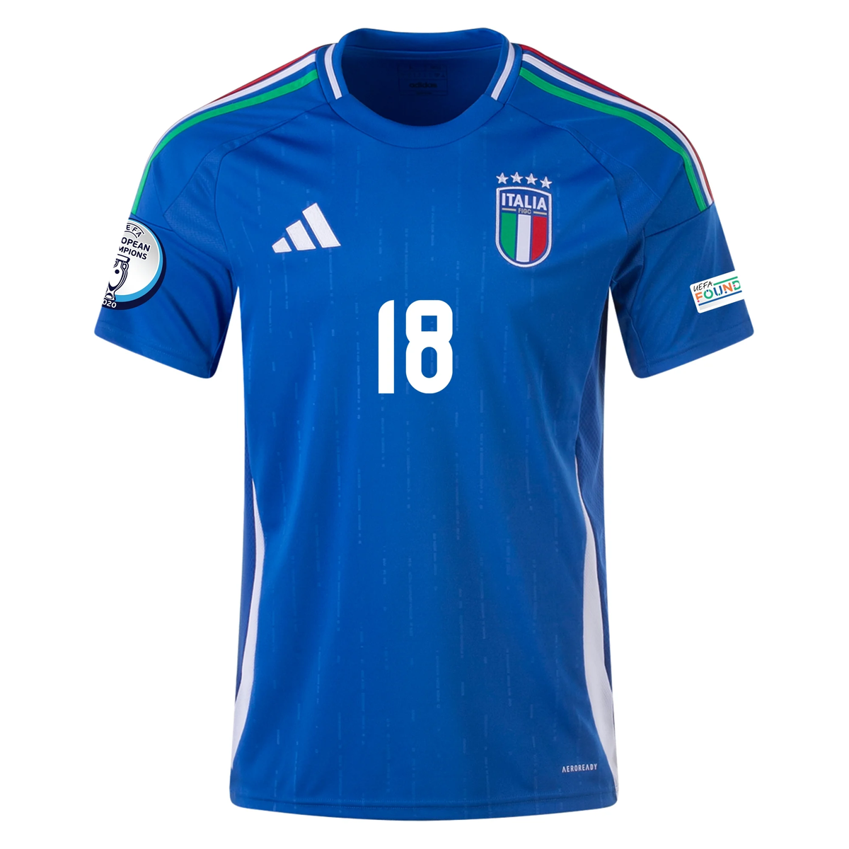 adidas Italy Nicolò Barella Home Jersey w/ Euro 2024 Patches 24/25 (Bl