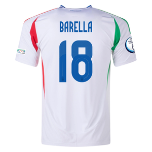 adidas Italy Nicolò Barella Away Jersey w/ Euro 2024 Patches 24/25 (Blue)