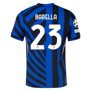 Nike Inter Milan Authentic Nicolò Barella Home Jersey w/ Champions League + Scudetto Patch 24/25 (Lyon Blue/Black)