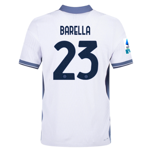 Nike Inter Milan Authentic Nicolò Barella Away Jersey w/ Serie A + Scudetto Patch 24/25 (White/Silver)