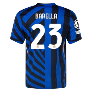 Nike Inter Milan Nicolò Barella Home Jersey w/ Champions League + Scudetto Patch 24/25 (Lyon Blue/Black)