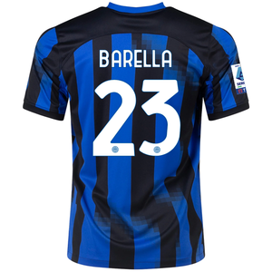 Nike Inter Milan Nicolò Barella Home Jersey w/ Serie A Patches 23/24 (Lyon Blue/Black/Vibrant Yellow)