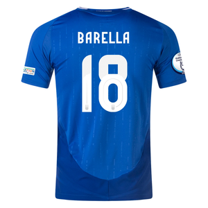 adidas Italy Authentic Nicolò Barella Home Jersey w/ Euro 2024 Patches 24/25 (Blue)