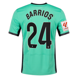 Nike Atletico Madrid Pablo Barrios Third Jersey w/ La Liga Patch 23/24 (Spring Green/Black)