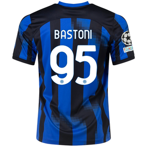 Nike Inter Milan Alessandro Bastoni Home Jersey w/ Champions League + Copa Italia Patches 23/24 (Lyon Blue/Black/Vibrant Yellow)