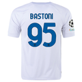 Nike Inter Milan Alessandro Bastoni Away Jersey w/ Champions League + Copa Italia Patches 23/24 (White/Lyon Blue)
