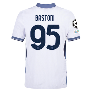 Nike Inter Milan Authentic Alessandro Bastoni Away Jersey w/ Champions League + Scudetto Patch 24/25 (White/Silver)