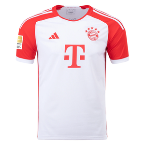 adidas Bayern Munich Matthijs de Ligt Home Jersey 23/24 w/ Bundesliga Champion Patch (White/Red)