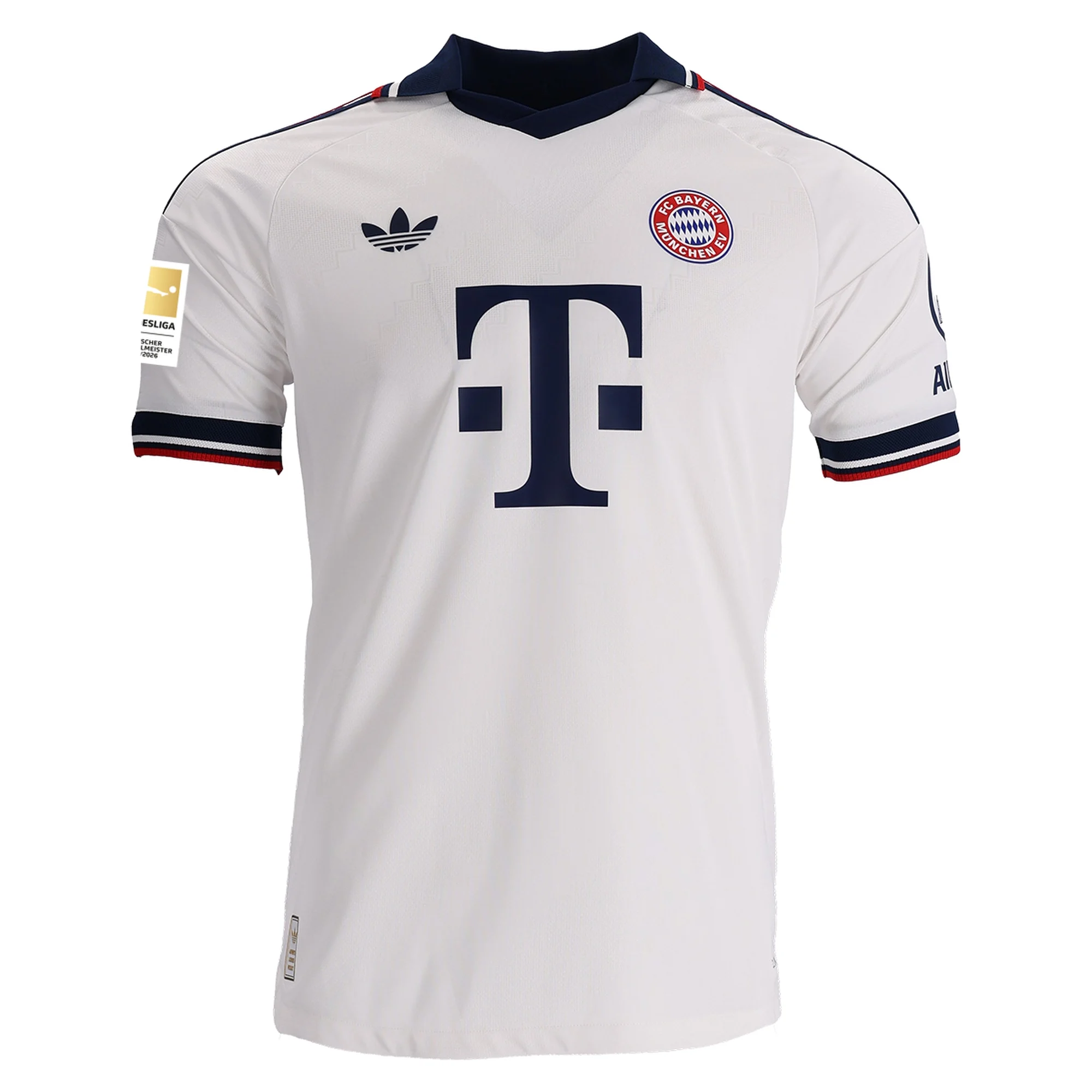 adidas Mens Bayern Munich Authentic Away Jersey w/ Bundesliga Champion Patch 26/27 (White)