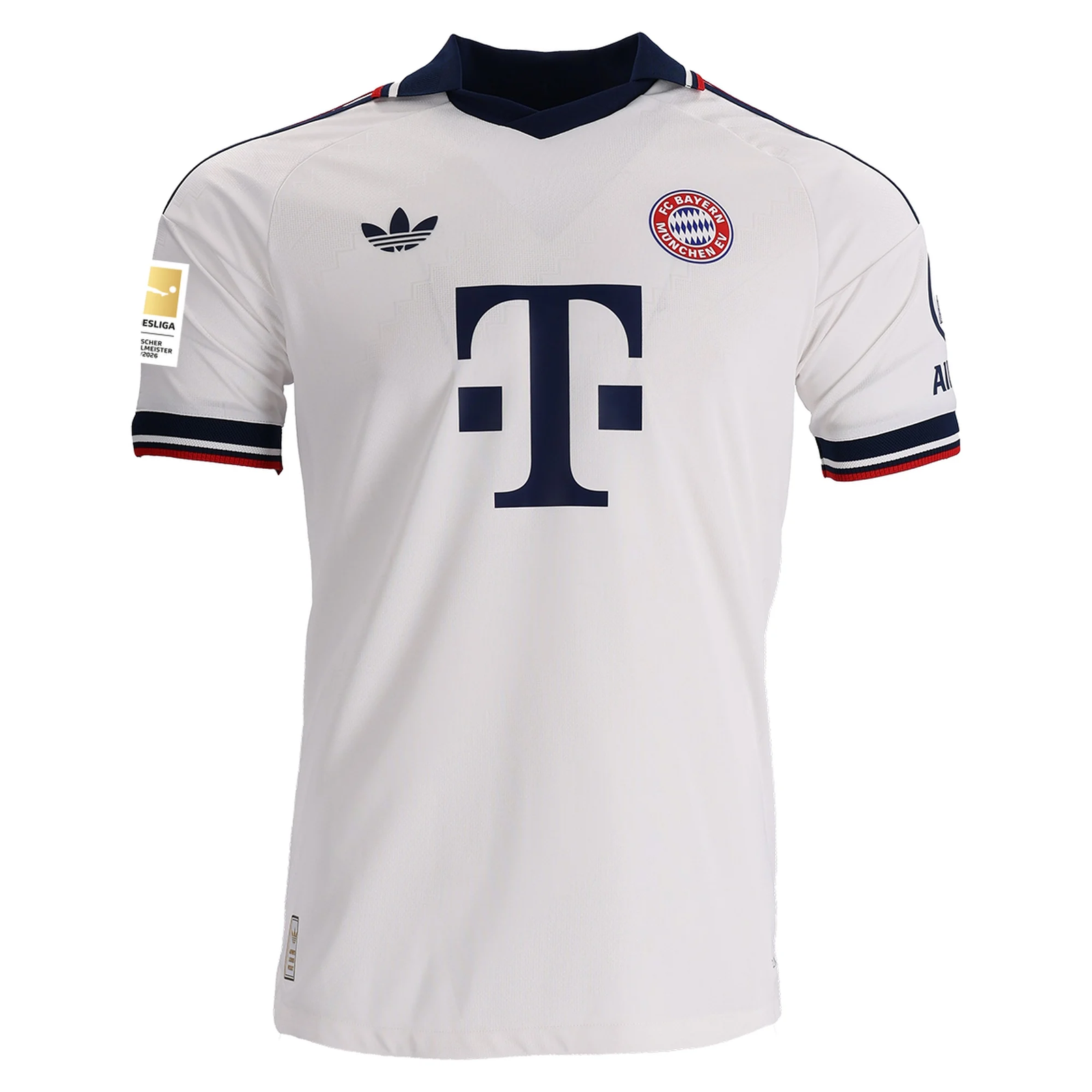 adidas Mens Bayern Munich Authentic Away Jersey w/ Bundesliga Champion Patch 26/27 (White)