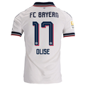 adidas Mens Bayern Munich Authentic Michael Olise Away Jersey w/ Bundesliga Champion Patch 26/27 (White)
