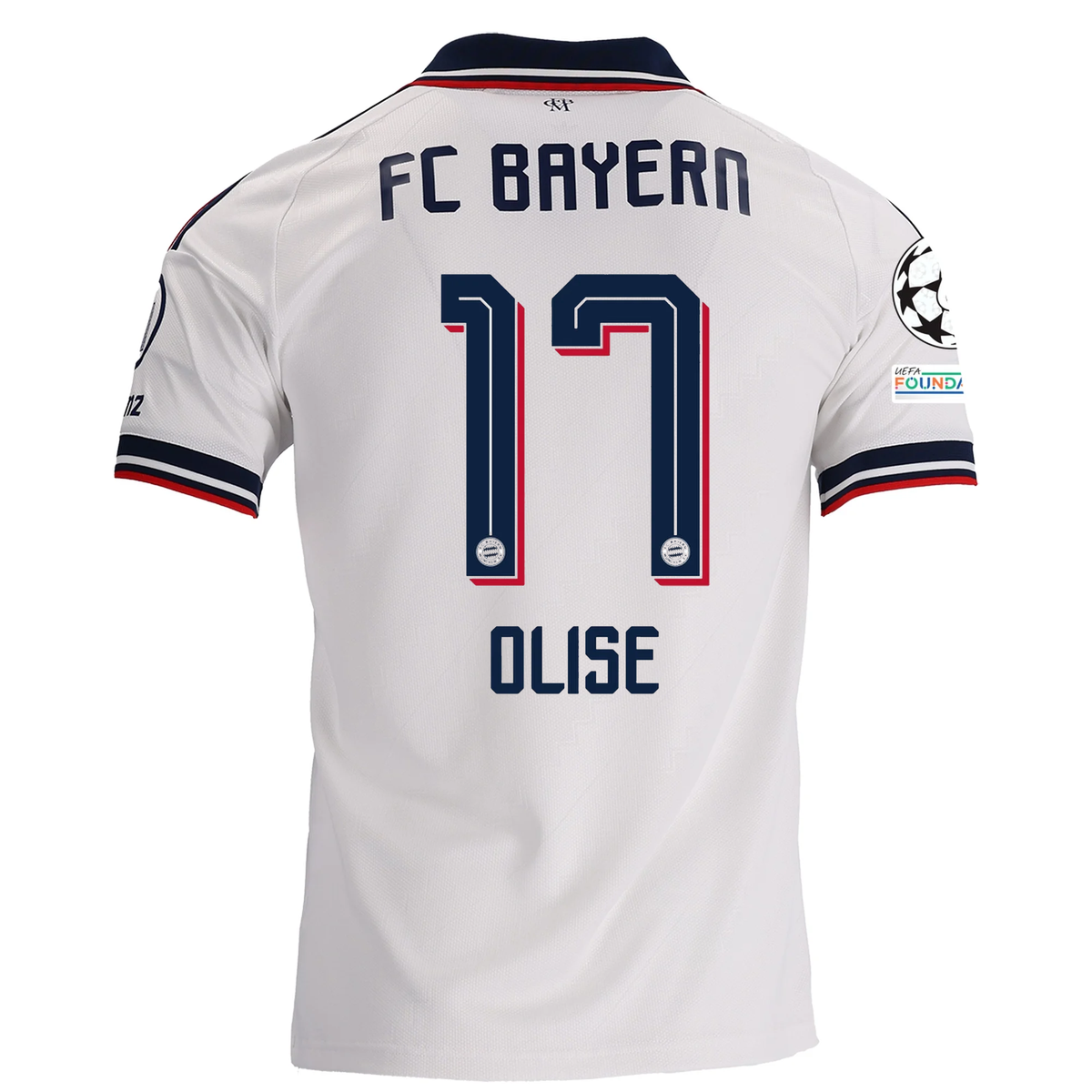 adidas Mens Bayern Munich Away Michael Olise Jersey w/ Champions League 26/27 (White)