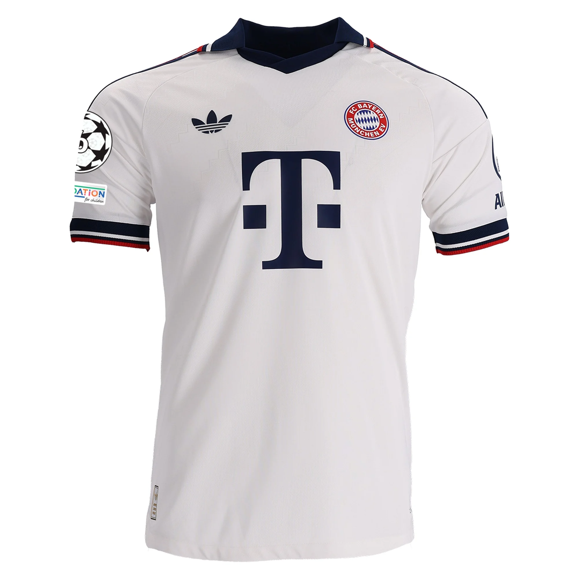 adidas Mens Bayern Munich Authentic Away Jersey w/ Champions League Patches 26/27 (White)
