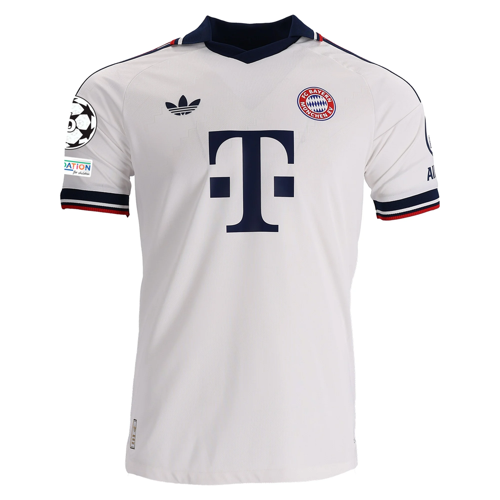 adidas Mens Bayern Munich Authentic Away Jersey w/ Champions League Patches 26/27 (White)