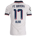 adidas Mens Bayern Munich Michael Olise Away Jersey w/ Bundesliga Champion Patch 26/27 (White)