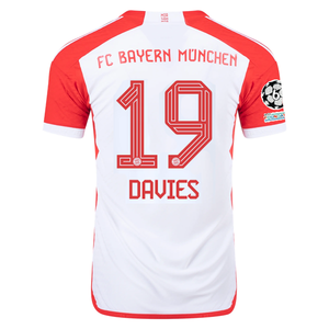 adidas Bayern Munich Authentic Alphonso Davies Home Jersey w/ Champions League Patches 23/24 (White/Red)