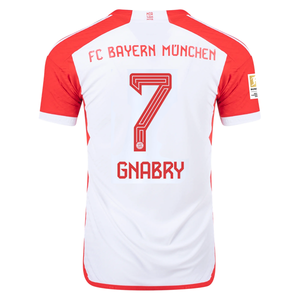 adidas Bayern Munich Authentic Serge Gnabry Home Jersey w/ Bundesliga Champions Patch 23/24 (White/Red)