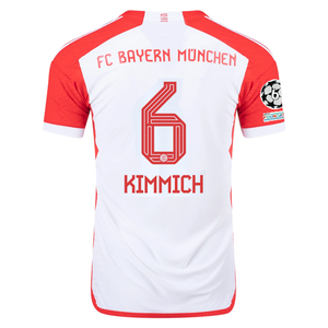 adidas Bayern Munich Authentic Joshua Kimmich Home Jersey w/ Champions League Patches 23/24 (White/Red)