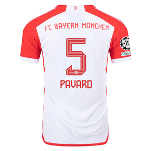 adidas Bayern Munich Authentic Benjamin Pavard Home Jersey w/ Champions League Patches 23/24 (White/Red)