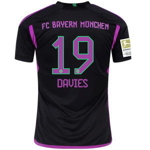 adidas Bayern Munich Alphonso Davies Away Jersey w/ Bundesliga Champions Patch 23/24 (Black)