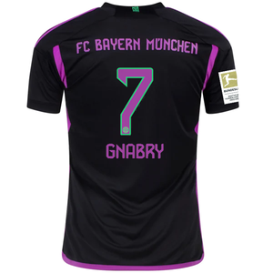 adidas Bayern Munich Serge Gnabry Away Jersey w/ Bundesliga Champions Patch 23/24 (Black)