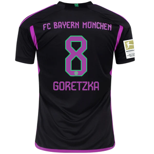 adidas Bayern Munich Leon Goretzka Away Jersey w/ Bundesliga Champions Patch 23/24 (Black)