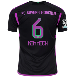 adidas Bayern Munich Joshua Kimmich Away Jersey w/ Champions League Patches 23/24 (Black)