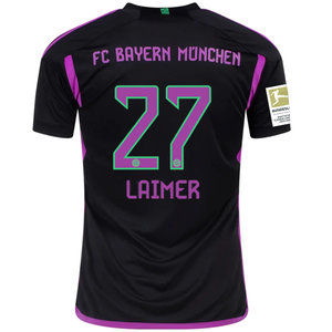adidas Bayern Munich Konrad Laimer Away Jersey w/ Bundesliga Champions Patch 23/24 (Black)