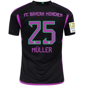 adidas Bayern Munich Thomas Müller Away Jersey w/ Bundesliga Champions Patch 23/24 (Black)