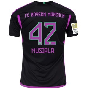 adidas Bayern Munich Jamal Musiala Away Jersey w/ Bundesliga Champions Patch 23/24 (Black)