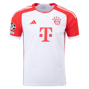 adidas Bayern Munich Matthijs de Ligt Home Jersey 23/24 w/ Champions League Patches (White/Red)
