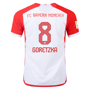 adidas Bayern Munich Leon Goretzka Home Jersey 23/24 w/ Bundesliga Champion Patch (White/Red)