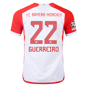 adidas Bayern Munich Raphaël Guerreiro Home Jersey 23/24 w/ Champions League Patches (White/Red)