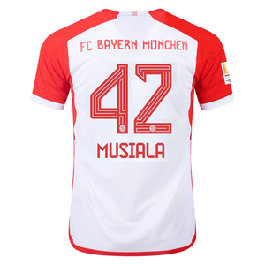 adidas Bayern Munich Jamal Musiala Home Jersey 23/24 w/ Bundesliga Champion Patch (White/Red)