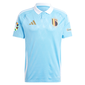 adidas Belgium Away Jersey w/ Euro 2024 Patches 24/25 (Semi Blue Burst)