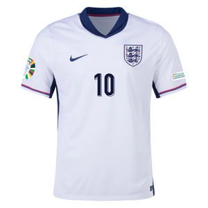 Nike England Jude Belingham Home Jersey w/ Euro 2024 Patches 24/25 (White/Blue Void)