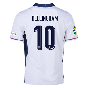 Nike England Jude Belingham Home Jersey w/ Euro 2024 Patches 24/25 (White/Blue Void)