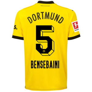 Puma Borussia Dortmund Bensebaini Home Jersey w/ Bundesliga Patch 23/24 (Cyber Yellow/Puma Black)