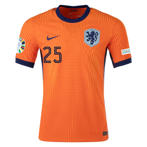 Nike Netherlands Match Authentic Steven Bergwijn Home Jersey w/ Euro 2024 Patches 24/25 (Safety Orange/Blue Void)