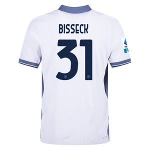 Nike Inter Milan Authentic Yann Aurel Bisseck Away Jersey w/ Serie A + Scudetto Patch 24/25 (White/Silver)